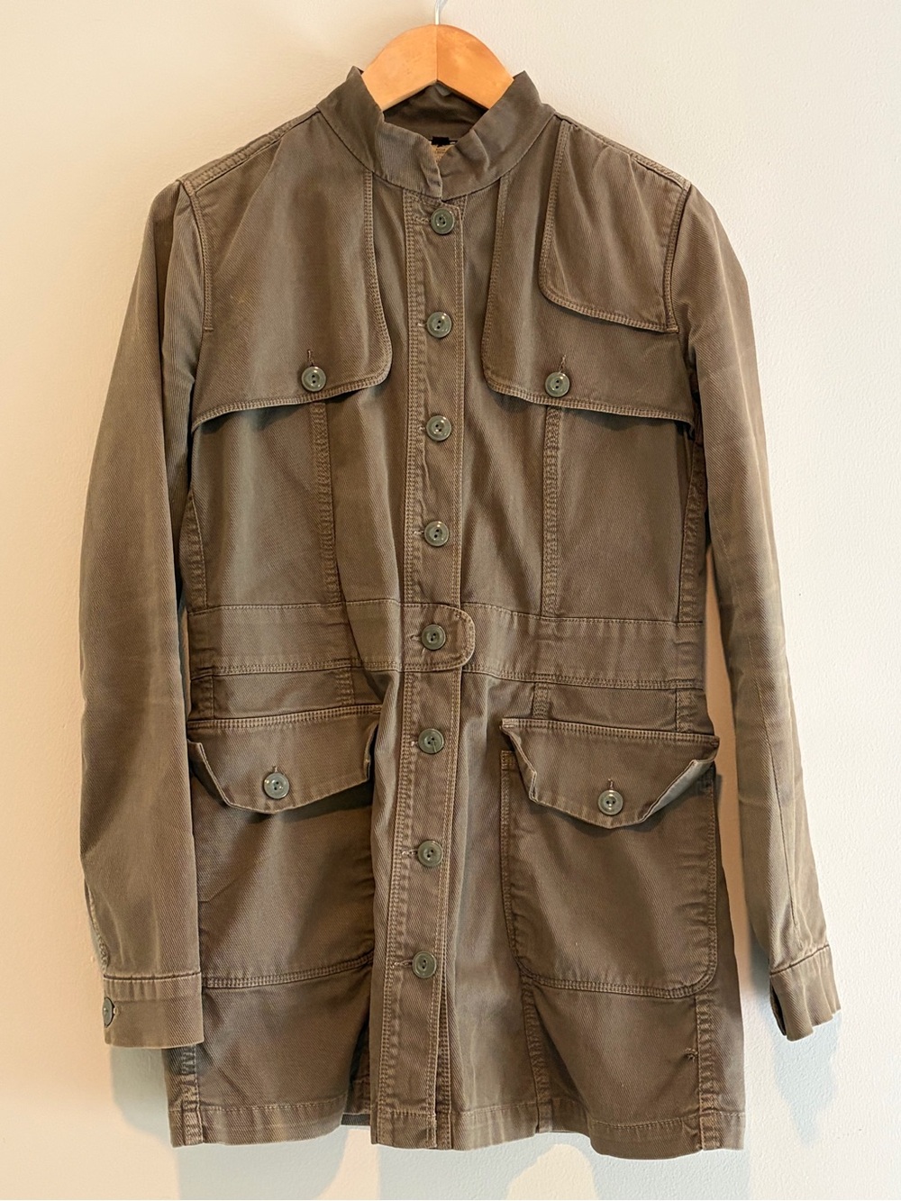 Women's 7 For All Mankind Olive Drab Military-Style Button Front Jacket Size M